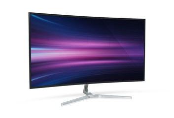 Modern computer monitor mockup isolated on white 3d rendering