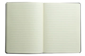 Open empty diary isolated on white