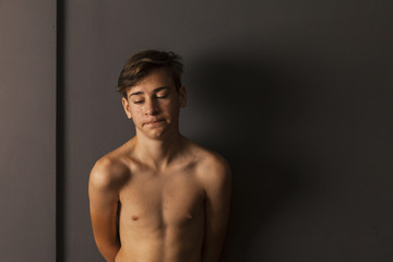 Fototapeta premium portrait of young boy with acne problems