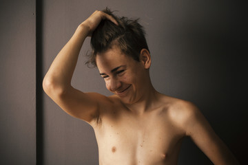 Fototapeta na wymiar portrait of young boy with acne problems