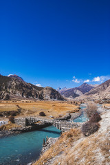 Bridge over Marsyandi River near Braka village. Nepal