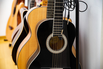 acoustic guitar on black background