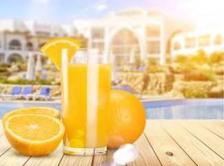 Orange juice and slices of orange on background © BillionPhotos.com