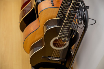 guitars on the background