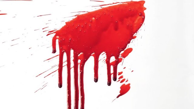 Blood splash on white background, Slow motion