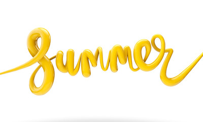 Summer bright bubble script typography background 3D Render