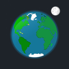 Outer space planet Earth satellite Moon stars vector illustration