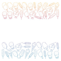 Collection of vector ice creams. Pattern for banners, posters