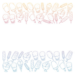 Collection of vector ice creams. Pattern for banners, posters