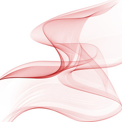 Abstract color wave vector background. Transparent flying light pink waves.