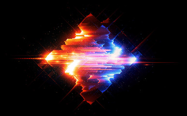 Led Light. Abstract effect. Future tech. Glare cubes. Digital cpu signal. .Shine grid. Modern big data. Neon flare. Quantum computer net system. .Magic code. Grid HUD lines. Web device. Blocks system.