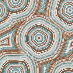 Infinite Agate Geode Seamless Repeat Vector Pattern Swatch. Bands and crystal centers. Abstract, natural, contours, raw, earth, stone, rock, mineral, nature, random, colorful. Generative Art.