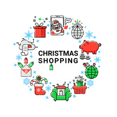 Illustration of Christmas holiday shopping