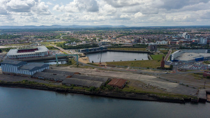 Fototapeta na wymiar The industrial skyline of old Middlesbrough near the River Tees