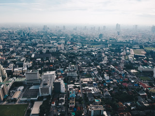 Aerial view office building in central of city