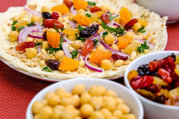 Healthy Pizza Base With Fruit and Nuts