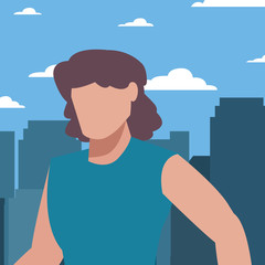 man avatar character cityscape background