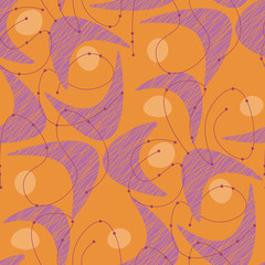 Fototapeta na wymiar Orange and pink boomerang shapes seamless pattern