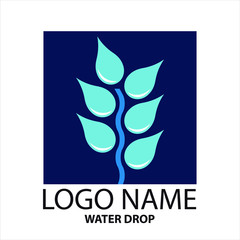 Logo carré vectoriel de gouttes d’eau dans un design de plante.