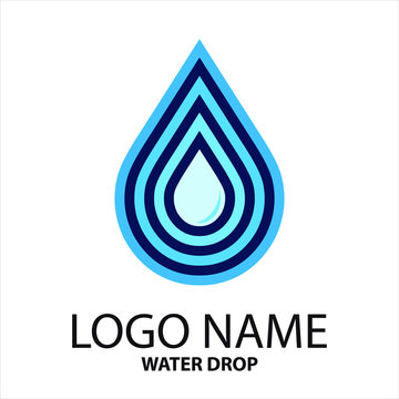 Logo Vectoriel D’une Goutte D'eau Entourée De Lignes De Nuance De Bleu.