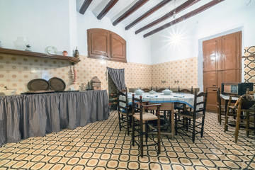 Fototapeta na wymiar Vintage dining room with table and chairs