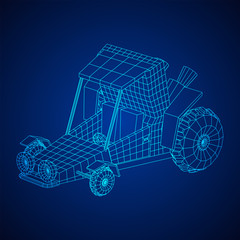 Off road dune buggy car. Terrain vehicle. Outdoor car racing, extreme sport oncept. Wireframe low poly mesh vector illustration