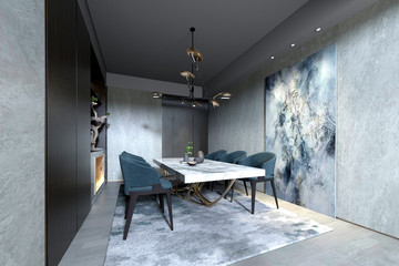 3d render of modern dining space