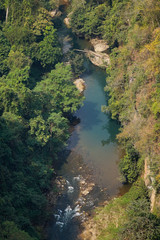 Aerial view of a green forest in Myanmar
