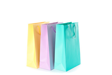 Color paper bags isolated on white background