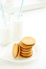 shortbread biscuits with chocolate filling.