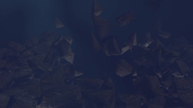 Broken stone. 3d Animation Full HD 1920x1080