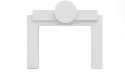 Exhibition Booth Tension Advertising Banner Square Arch Portable Display Stand. 3d render .