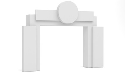 Exhibition Booth Tension Advertising Banner Square Arch Portable Display Stand. 3d render .