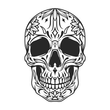 Mexican sugar skull monochrome concept