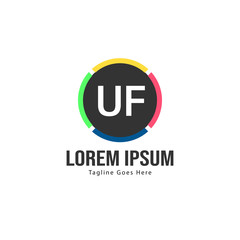 UF Letter Logo Design. Creative Modern UF Letters Icon Illustration