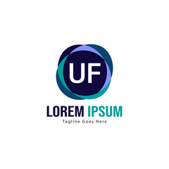 UF Letter Logo Design. Creative Modern UF Letters Icon Illustration