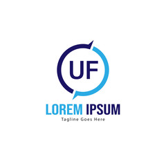 UF Letter Logo Design. Creative Modern UF Letters Icon Illustration