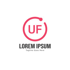 UF Letter Logo Design. Creative Modern UF Letters Icon Illustration