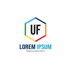 UF Letter Logo Design. Creative Modern UF Letters Icon Illustration