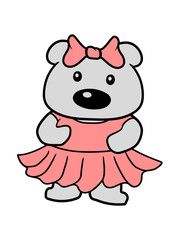 eisbär mädchen weiblich kleid hübsch schön girl frau schleife ballerina süßer kleiner bär teddy bärchen kuscheltier grizzly spielzeug baby kind niedlich clipart comic cartoon design
