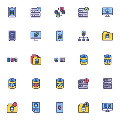 Networking & Data Icon Set Filled Outline 64 px