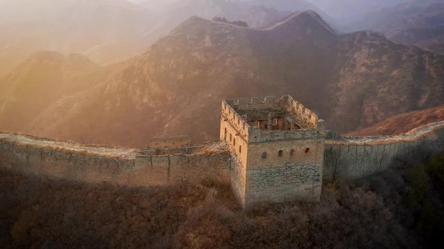 Flying over the Great Wall of China