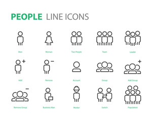 set of people icons user, man, teamwork, friend, social media