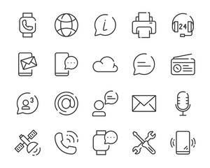 set of contact icons, such as support, mobile, phone, address, talk, call center