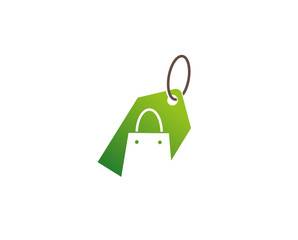 Creative Green Bag Shop Label Logo Design Vector Symbol Illustration