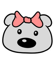 eisbär kopf gesicht bär mädchen weiblich hübsch schön girl frau schleife süßer kleiner teddy bärchen kuscheltier grizzly spielzeug baby kind niedlich clipart comic cartoon design