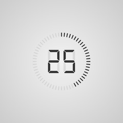 Fototapeta premium The 25 minutes, stopwatch vector icon, digital timer. Digital count down circle time diagram. 