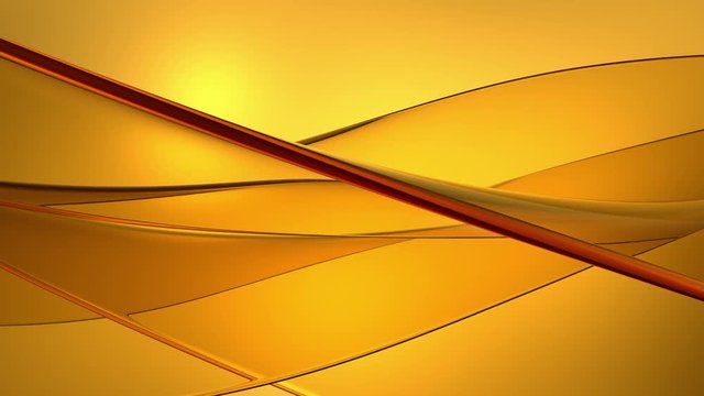 Beautiful abstract gold wave animation background. Abstract smooth flying flow golden lines. Gold, brown or yellow template. seamless looping animation