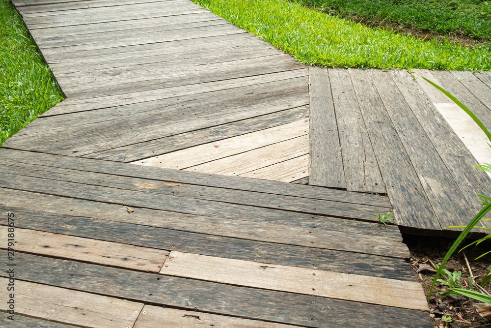 Wall mural wooden walkway