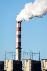 Fototapeta na wymiar chimneys of combined heat and power station